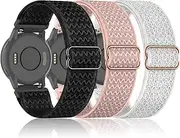 [Bolesi] 3 Pack 18mm Stretchy Nylon Watch Bands for Garmin Venu 2S / Vivoactive 4S/ Vivoactive 3S,Soft Sport Band Quick Release Wristband Loop Elastic Strap for Men Women