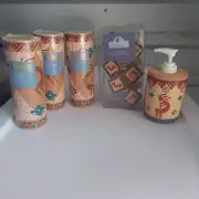 LOT Jubilee Decorative Wall Boarder, Shower Curtain Hooks Empty Hand Soap Bottle