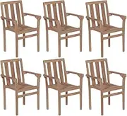 Garden Chairs, Stackable Garden Chairs 6 pcs Solid Teak Wood