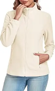 [FIOPHY] Women's Full Zip up Fleece Jackets Stand Collar Long Sleeve Sherpa Fuzzy Warm Jacket with Pocket