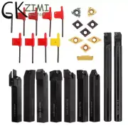 9Pcs/Set 16mm Shank CNC Lathe Boring Bar Turning Tool Holder + Carbide Inserts