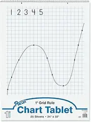 Pacon Chart Tablet, Spiral Bound, Grid Ruled, 24" x 32", 25 Sheets Each, White 12 Pack