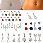 Surgical Steel Belly Button Ring 14G Navel Dangle Ring Studs Body Piercing☆