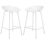 [ALFORDSON] 2pcs Metal Bar Stools Dining Kitchen Barstools Counter Dining Chair with Footrest 67cm Seat Height for Home Bar Dining Room, Finn White