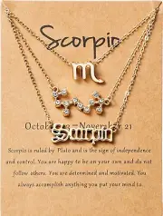 3Pcs Constellation Zodiac Layer Necklace Scorpio
