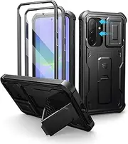 [Dexnor] for Samsung Galaxy A36 5g Case with Upgraded Slide Camera Cover & Built-in Screen Protector & Kickstand, Heavy-Duty Shockproof Rugged Case Full-Body Bumper Protective Cover - Black