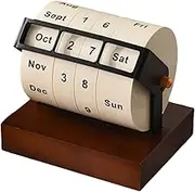 JISADER Desktop Calendar Wooden Rotary Calendar Month Week Day Date Display for Tabletop