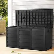 Outdoor Storage Box 290L Lockable Organiser Garden Deck Shed All Black