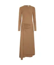 Paco Rabanne Gathered Long Dress FR36,FR38,FR40 Camel