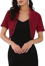 [WOMLAYOUT] Women's Bolero with Ruffles, Short Sleeves, Open Front, Formal Short Cardigan