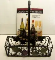 TUSCANY COLLECTION DECORATIVE METAL WINE HOLDER/ BASKET--HOLDS 3 BOTTLES--NEW!!