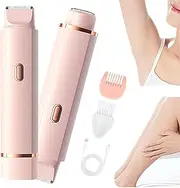 Women's Razor, Dual Head Electric Hair Trimmer for Women, 2-in-1 Wet/Dry IPX7 Waterproof Razor, Intimate Shaver for Face, Arms, Legs, Body Bikini (Pink)