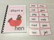 Interactive Learning Books for Children - Short “e” book - w/ 12 Laminated Cards