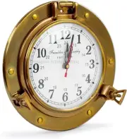Antique Brass Premium Nautical Wall Decor Vintage Time's Clock | Porthole clock