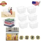 Modern White Wire Storage Baskets with Handles - Deep Freezer & Pantry Storage