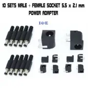 10 set DC 5.5×2.1mm Male Plug + Female Socket 5.5*2.1mm Jack Power Adapter