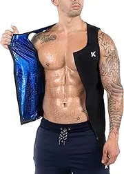 Kewlioo Men's Heat Trapping Zipper Sweat Enhancing Vest - Sauna Suit Shirt Compression Vest Shapewear Top for Gym Exercise