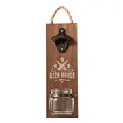 Avanti Hanging Beer Bottle Opener Board w/Mason Jar Bottle Cap Catcher BBQ/Bar