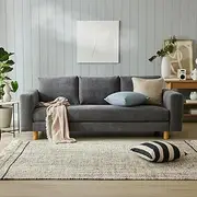 Koala Lounging 3-Seater Sofa, Durable Singular-Seat Cushion with Washable Covers, Timeless Design for Home Living Room, Office Couch, Tool-Free Assembly, Winter Sky