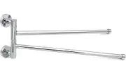 Towel Rack Bathroom Towel Rail Stainless Steel Towel Rail Movable 360 Degree Rotating Towel Rail Bathroom Wall Mounted 2 Bar Punching Installation Silver 43 X 135 X 350mm LWX