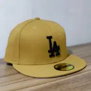LOS ANGELES DODGERS NEW ERA 59FIFTY 5950 FITTED HAT CAP SIZE 7 BROWN/WHEAT