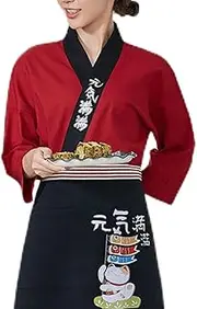 [KGVSLIXYT] Sushi Chef Coat, Japanese Unisex Chef Jacket Sushi Chef Uniform Multicolor Multiple Sizes