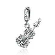 Silver plating Violin Guitar Music Bead Charms Pendant Fit Charm Bracelet Jewelry Gifts