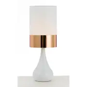 Akira Modern Table Desk Lamp Light Fabric Ceramic Copper White