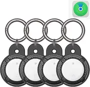 [4-Pack] Air Tags with Holder Case, VISOOP Smart Bluetooth Tracker Compatible with Find My(iOS Only), Item Finder Locator for Pets/Keys/Bags/Luggage Suitcases, Replaceable Battery Waterproof(White)