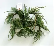 Hearth & Hand Magnolia Faux Cypress Sprig Christmas Napkin Rings Set of 4 NWT
