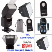 AF TTL HD FLASH + CHARGER + DIFFUSER + REMOTE FOR CANON EOS REBEL T1 T2 T3 T5 T6