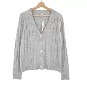 Sweet Romeo Super Soft Cable Knit Cardigan Sweater in Light Gray