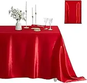 Counfeisly 1 Pack Rectangle Tablecloth Stain Resistant Wrinkle Free Silkly Soft Table Cloth, Satin Dining Table Cloths for Dining Room, Indoor and Outdoor Use, 60 x 84 Inches, Red