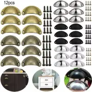 Half Moon Cup Pulls Set of 12 Shell Handles for Cabinet Doors & Drawers