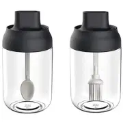 Condiment Container Seasoning Box Set of 2 Spice Jars Salt Sugar Glass5277