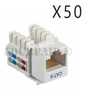 50 Pack Lot - CAT6 Network RJ45 110 Punch Down Keystone Snap-In Jack - White