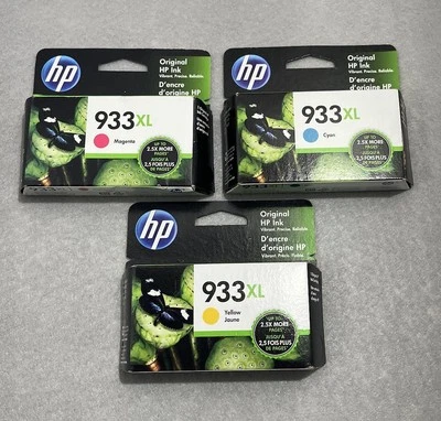 (3) Genuine HP 933XL Ink Cartridges Cyan Magenta & Yellow EXPIRED July 2022