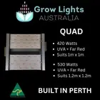 420W QUAD LED Grow Light UVA + Far Red AUSTRALIAN MADE