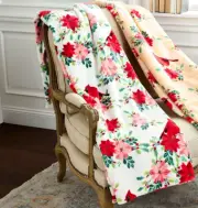 Kringle Express Set of 2 Holiday Printed Throws Cardinals
