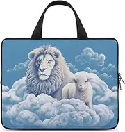 Laptop Case Sleeve Shockproof Computer Carrying Bag Lamb with A Lion On The Clouds Laptop Bag Tote Lightweight Notebook Case Cover Traveling Briefcase Handle Bags for Travel Business 17inch, Lamb With