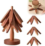 Wooden Trivets for Hot Dishes, Tree Shape Trivet Set, Tree Shape trivets for hot pots and Pans, Natural Foldable Wooden Tree Trivet,for Hot Dishes/Pot/Bowl/Teapot/Hot Pot Holders (Dark 3 Trivets)