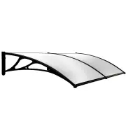 SHADE SHIELD 2x1m Aluminium Exterior Awning, Black DIY External UV Rain Protection Clear Polycarbonate Canopy Cover