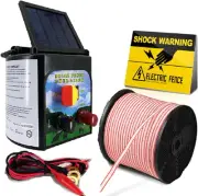 EZONEDEAL Solar Electric Fence Energiser Set Energizer Charger Tape Insulator...