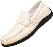 [QEEFXLQI] Leather Shoes for Men Men's Cowhide Genuine Leather Casual Men's Loafers Slip-on dad Leather Shoes Men's Shoes