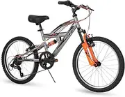 Huffy Valcon 20" Mountain Bike for Boys - 6 Speed - Dual Suspension - Silver & Orange