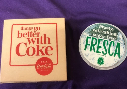 vintage Coca Cola Coasters New In Box With 6 Fresca Decals See Pictures