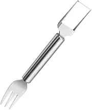 Watermelon Slicer | Stainless Steel Fruit Cutting Fork Tool - Non-Slip Handle Mango Cutting Double Head for Home Kitchen Salad Preparation