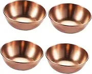 Cabilock 4pcs Rose Gold Stainless Steel Spice Dish Small Appetizer Plates for Dipping Versatile Tableware for Home Kitchen BBQ Picnic More