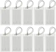 uxcell Luggage Tags, 10 Pcs Flexible PVC Travel Bag Name ID Identifier Label Tags Travel Essentials for Suitcases Bags Baggage Handbags, White