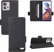 Magnetic Flip Cover Leather Case Compatible with Motorola Moto Edge 30 Fusion S30 Pro S30Pro Edge30Fusion XT2243-2 Shockproof Proective Shell Stand Holder (Black,Moto S30 Pro)